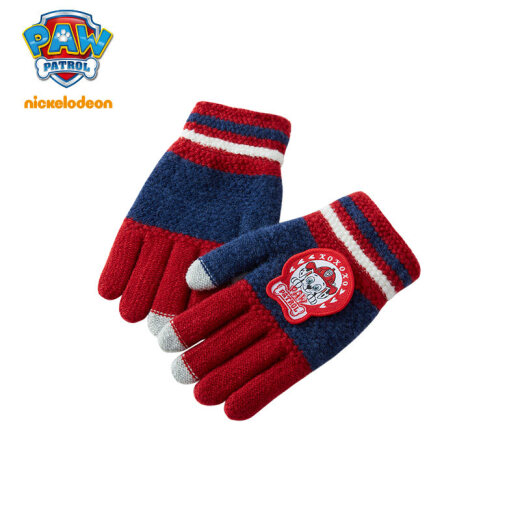 Paw Paw Team Children's Gloves Boy's Five Finger Gloves Autumn and Winter Children's Warm Finger Gloves Baby Girl Cute Gloves Trendy Wine Red (Mao Mao) 3-7 Years Old [Believe in the Power of Authentic Products]