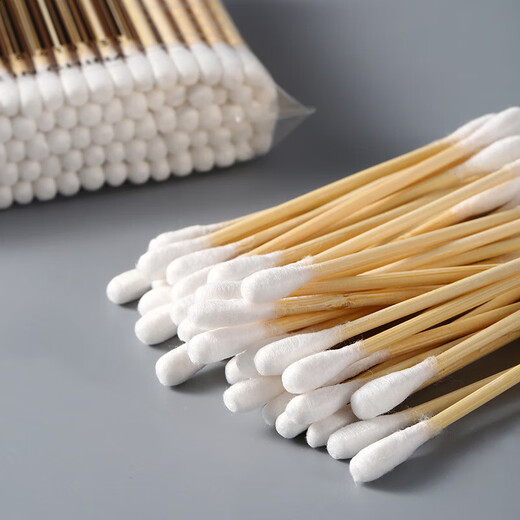 Double-ended cotton swabs for home use for ear removal and makeup, baby disposable cleaning iodophor cotton swabs, 1 pack of 100 pieces