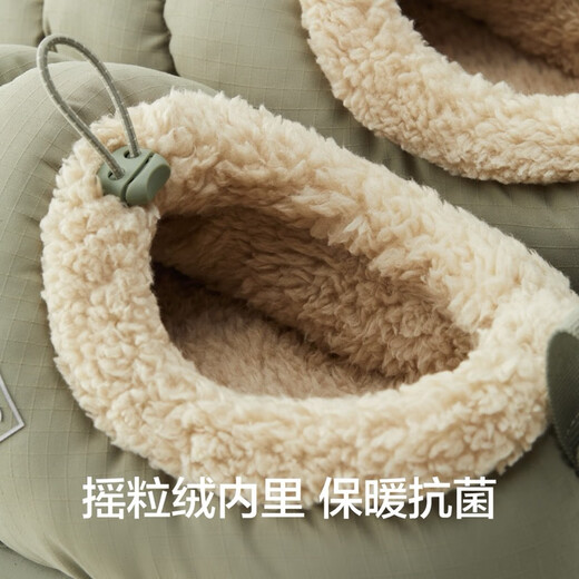 蕉内热皮701+男女同款保暖拖鞋防水梭织加厚抗菌防臭防滑秋冬季摇粒绒 黑色-包跟 37-38