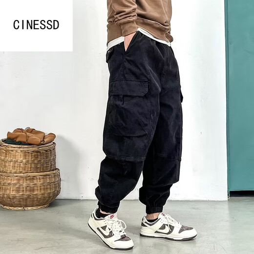 CINESSD2024新款日系潮牌工装裤男宽松百搭休闲束脚裤ins余文乐同款裤子 688款灰色 M 160-170CM 100-115斤