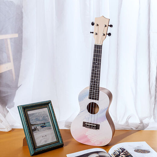 
High-value ukulele beginners, students, adults, females and internet celebrities can play small guitars 23-inch graffiti purple standard version