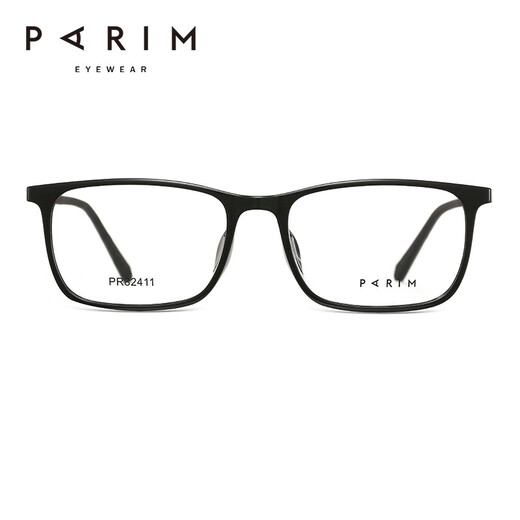 派丽蒙（PARIM） 小框近视眼镜男新品商务简约超轻眼镜架复古方框眼镜框男PR82411 B1-亮黑- 黑/灰
