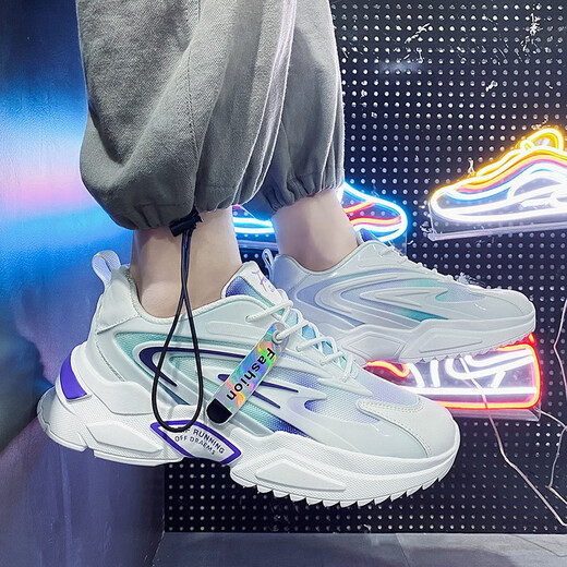 
MVPBOY new casual shoes for men in autumn student dad shoes for men Korean style breathable running sports shoes for men soft sole running shoes for men super awesome X9920 white purple 39