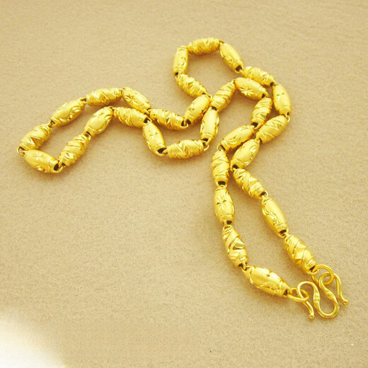 Cherry edge Vietnamese sand gold necklace men's hollow thick 24K simulated gold-plated 999 olive beads non-fading large gold chain 6 mm thick 60 cm 57 grams