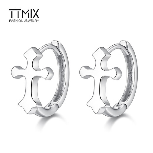 TTMIX cross platinum earrings pt950 fashionable simple platinum earrings for men and women 3.0-3.2g
