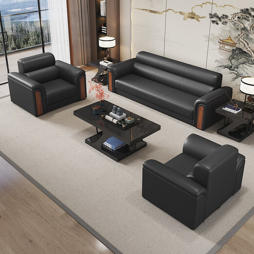 Junyu office sofa simple modern business reception room reception single three-person office coffee table combination set three-person