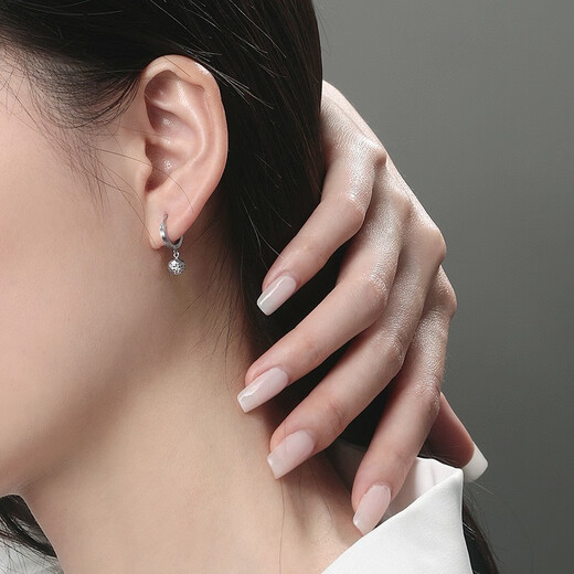 Safir platinum earrings for women PT950 geometric ball platinum earrings, CNC craft birthday gifts, about 1.95 grams