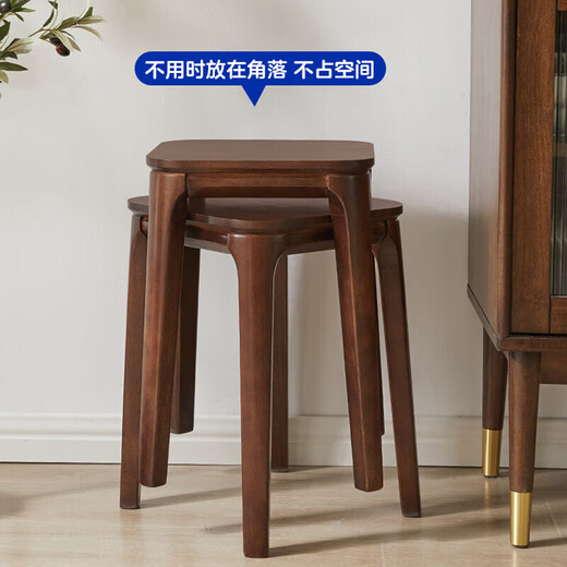 LUOSEN solid wood dining table and stool Chinese simple dressing stool home bench living room bread stool low stool stackable square stool 1