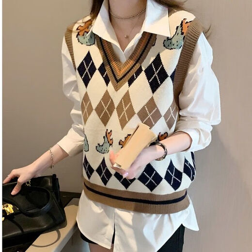 
ZHIDOUDOU Knitted Vest Wearing Women's New Extra Large Size Sweater Fat mm Knitted Exterior Loose Horse Clip Lazy Style Black 9901 Single-piece Vest 5XL Size 200-230Jin [Jin equals 0.5 kg]