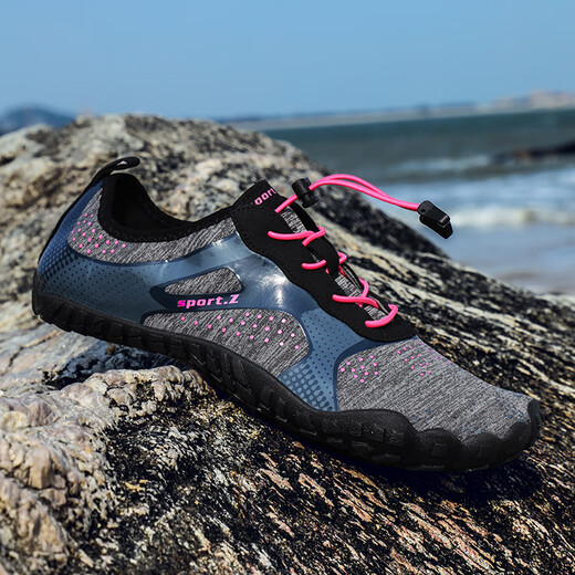 OEING rock fishing shoes fishing shoes fishing shoes rock fishing shoes men's summer breathable waterproof non-slip reef climbing shoes sea fishing shoes amphibious dark blue 41