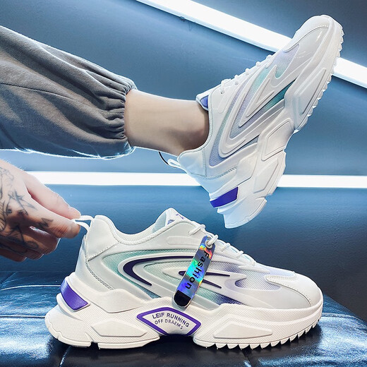 
MVPBOY new casual shoes for men in autumn student dad shoes for men Korean style breathable running sports shoes for men soft sole running shoes for men super awesome X9920 white purple 39