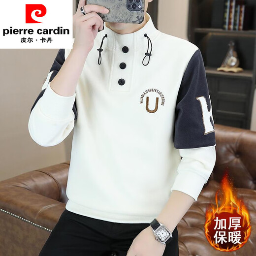 Pier Cardin Men's Half Coldurtleneck Integrated Velvet Sweatshirt Men's Men's épaissis chaud Contrast 2024 AUTOMNE ET WILIN