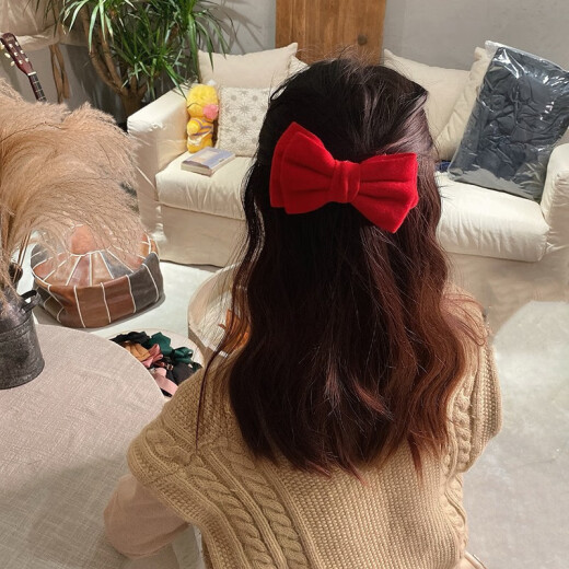 Morning Star Japanese Big Bow Hairpin Back of Head Hairpin Girl Hair Rope Headwear Internet Celebrity Top Clip 2023 New High-end Ju Jingyi Wine Red Hairpin