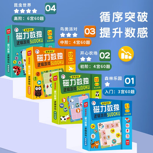 Puzzle Advanced Advanced Magnetic Sudoku Logic Game (Hardcover) Entrée de gamme Forest Park Children's Sudoku Ladder Training Sudoku Toy Board Game Board Board Logical Thinking Focus Training Nine Class