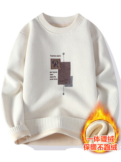 NASA WASSUP Integrierter Samtrunde Halspullover für Männer im Herbst und Winter 2024 Neuem samtig verdickter Fadenmantel Trend Koreanisch gestrickt
