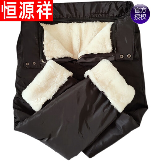 Pantalones de algodón de lana de mediana edad hengyuanxiang de invierno, pantalones de cuero integrados de piel, pantalones de piel de oveja de cuero genuino y de cuero en grosor de piel, color de lana de lana, color aleatorio, circunferencia de la cintura de dos pies y cuatro pies y cuatro pies