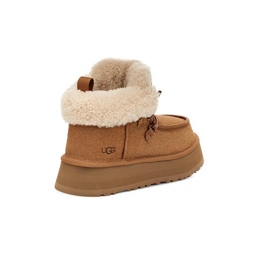 UGG Autumn Women's Fashionable and Comfortable Solid Color Round Toe Thick-soled Warm Lace-Up Casual Loafers 1143954 CHE | Maroon 39