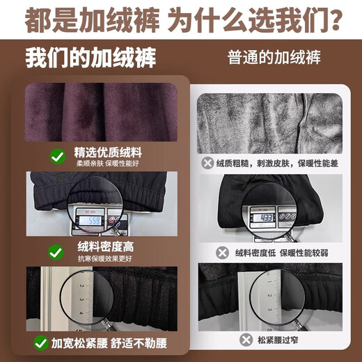 Romon Brand Old Lady's Velvet Pants Women's Winter Loose Large Size Autumn and Winter Straight Elastic Waist Thickened Warm Cotton Pants for the Elderly Autumn and Winter Black Velvet Style 2XL (Recommended 100-110 Jin Jin equals 0.5 kg)