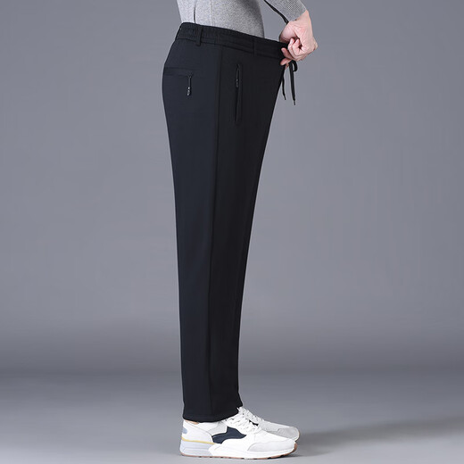 He Mian Sheng Wool Cotton Pants Men's Outerwear Velvet Thickened Middle-aged and Old Dad Winter High Waist Knee Pads Loose Straight Warm Cotton Pants Black Velvet Thickened Knee Pads Wool Cotton Pants XL 2 feet 4-2 feet 5 Recommended 110-130 Jin Jin equals 0.5 kg