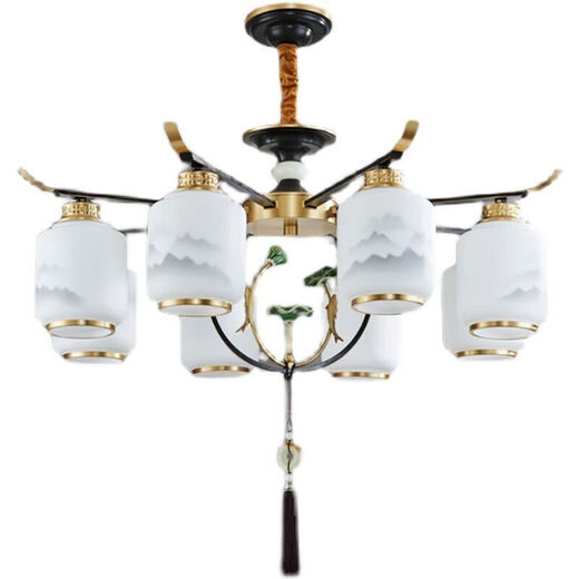 HAOYUNMA Zhongshan lighting flagship Zhongshan Foshan Chinese chandelier living room lamp hall Chinese Phoenix Zen villa lighting restaurant iron art 8-head ceiling diameter 82*height 38cm-three