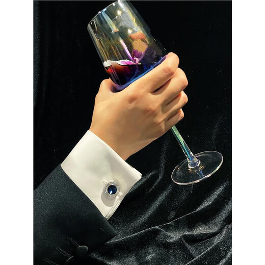 Apatia Austrian blue diamond style gentleman's cufflinks French shirt accessories classic light luxury thick round shape BlueAustria comes with gift box