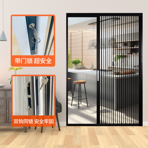 Shenzhou Hainuo aluminum alloy folding door invisible acrylic crystal plate transparent punch-free kitchen bathroom retractable simple partition punch-free crystal plate partition door coffee color frame