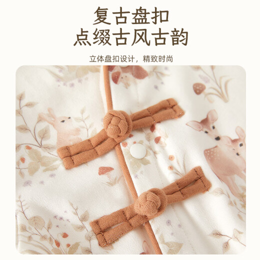 DONNJUNN婴儿连体衣纯棉春秋款女宝宝国潮韩版四季衣服新生儿月子服包屁衣 16813国潮小鹿【建议室内20-27℃ 66