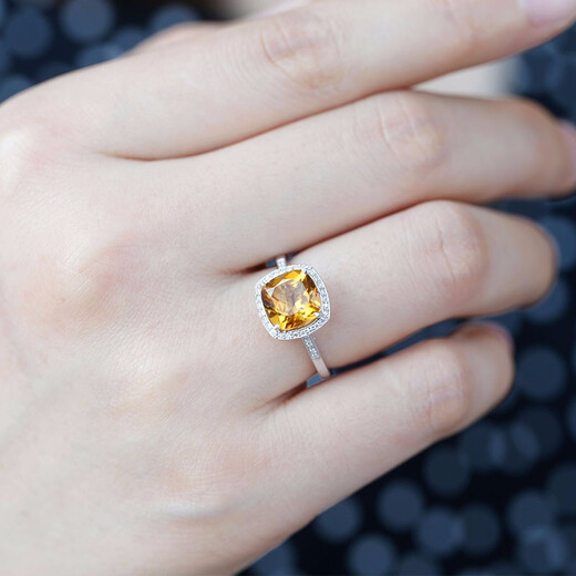 GEM STONE KINGGSK 3 carat citrine ring for women, 10K surrounded by diamonds, American jewelry colored treasures, birthday gift for girlfriend, US size 6