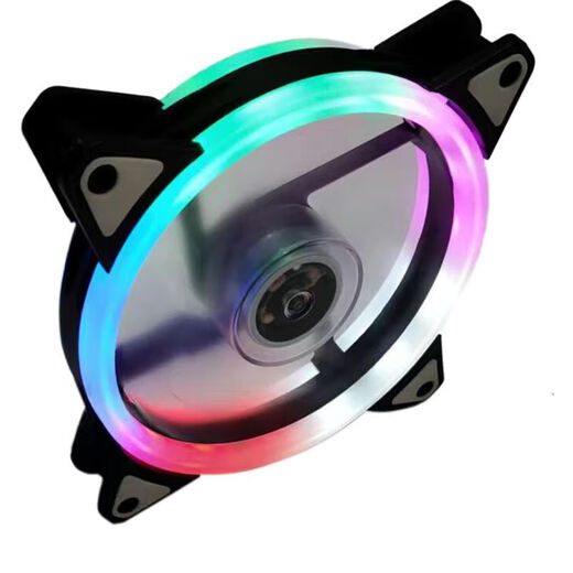 Desktop host computer case fan 12cm Aurora RGB eclipse LED color changing dual aperture water cooling matte fan black
