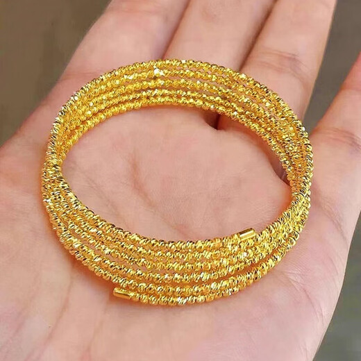 Hande gold-plated 18k multi-layer sand gold bouncy bracelet for women, non-fading winding bracelet, imitating golden flash, five circles