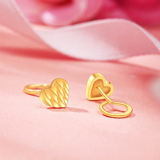 Old temple gold earrings pure gold love earrings, versatile for commuting, birthday gift for girlfriend