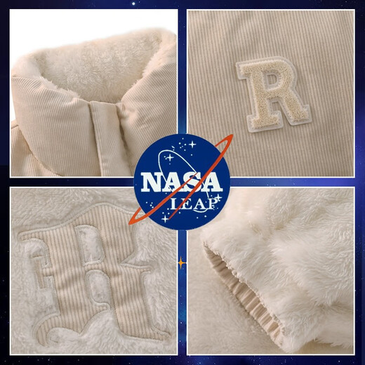 NASA LEAP Cotton Jacket Men's Winter Feather Jacket Stand Collar Lamb Velvet Corduroy Reversible Top Plus Velvet Cold Jacket NA11 Haze Blue XL (Recommended 150-170 Jin Jin equals 0.5 kg)