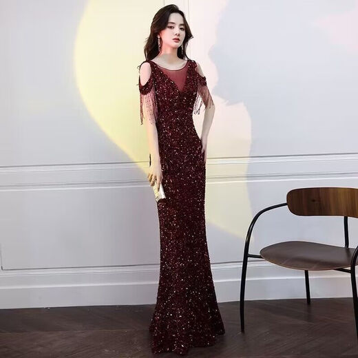 微爱的小松鼠（weiaidexiaosongshu）晚礼服裙女2023新款宴会气质鱼尾主持人名媛轻奢小众高端 白色 M