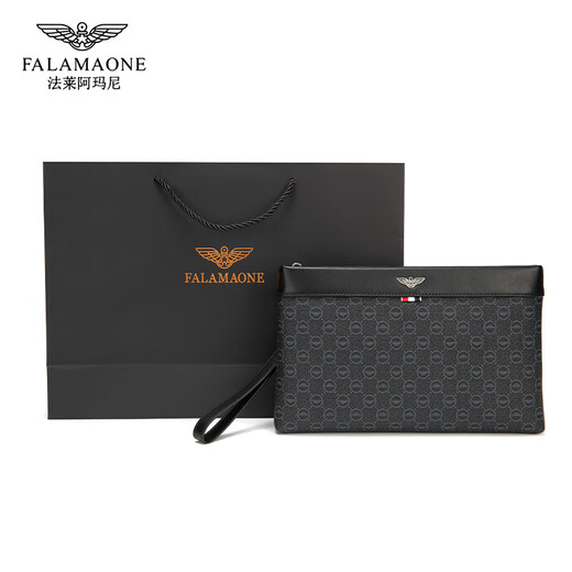 Falai Armani men's clutch bag men's fashion casual business large capacity handbag envelope bag trendy brand handbag black