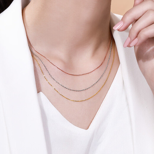 Happy Diamond Birthday Gift 18K Gold Necklace Flashing O Chain Clavicle Chain 0.5g45cm