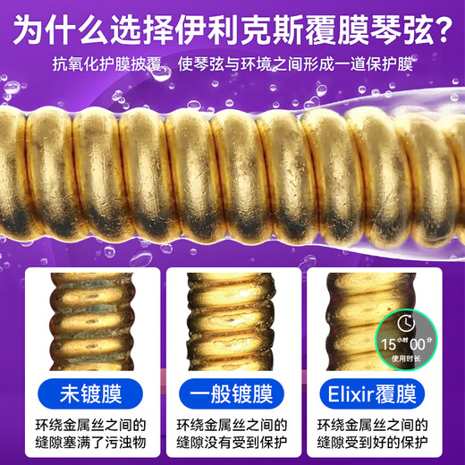 
ELIXIR Elix bass string four-string five-string electric bass string bass string whole set coated anti-rust [SF Express] 14087 Four-string (45-105)+Friends
