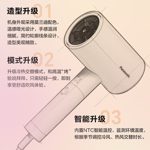 Panasonic [new product launch] small blower, constant temperature quick-drying negative ion hair care, dormitory and home portable hair dryer, give girlfriend and boyfriend birthday gift NE6H, brand new 2.0 small blower, NE6H-H