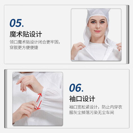 Xinweike dust-free clothing, anti-static clothing, hooded split clothing overalls, blue L [can be customized]