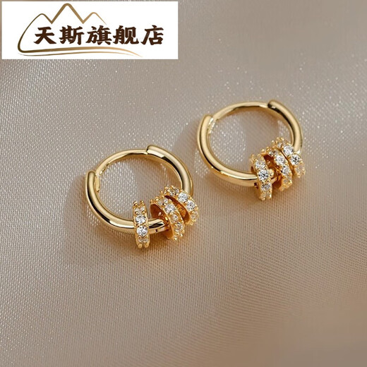 Tiansi 18k gold earrings women's hoop earrings light luxury niche design earrings exquisite imitation 18k gold earrings gift gold