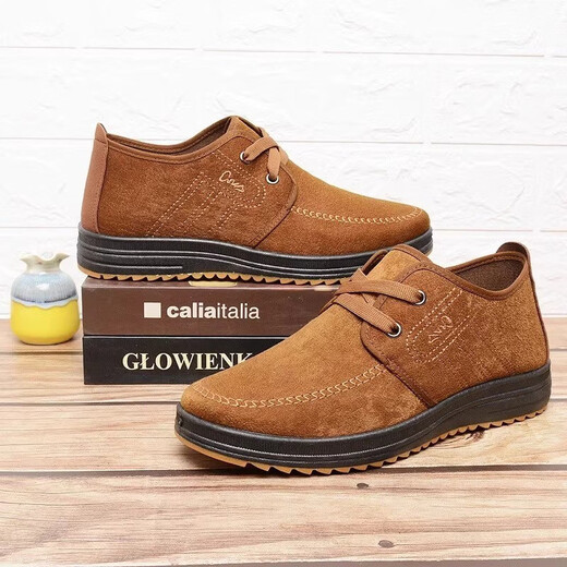 Old Beijing cloth shoes men's tendon sole non-slip casual shoes summer single shoes for dad walking fashion breathable work shoes camel 41
