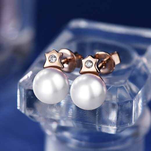 Jingrun Xingyao 7-8mm steamed bun-shaped S925 silver inlaid white freshwater pearl earrings for mother, lover, girlfriend, best friend, birthday gift