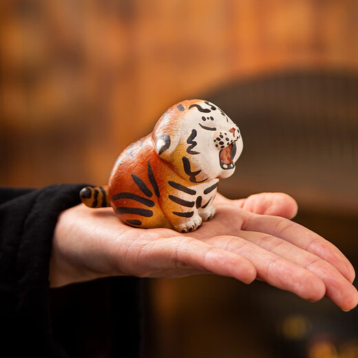Jiewu purple clay tiger tea pet tea table ornaments high-end can be raised for the Year of the Tiger tea ceremony tea play tea table tea art trinkets Tiger and Tiger Shengwei Tea Pet