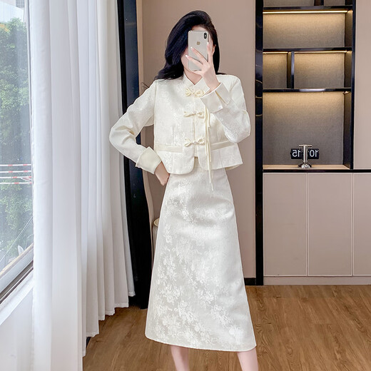 Suluolin (SULUOLIN) 2025 spring and autumn new women's two-piece suit dress Chinese style national style high-end temperament clothes Mi Xing suit M 105-115Jin Jin equals 0.5 kg