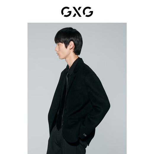 GXG男装  黑色简约宽松羊毛混纺双面呢短款外套男士 23年冬季新款 黑色 L