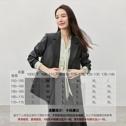 Shandubila 2025 Spring and Autumn Blazer Feminine Commuting One-Button Metal Label Fake Pocket Suit Dark Gray M