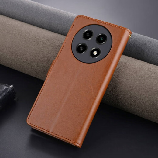 居小智适用oppoA2pro手机壳翻盖皮套PJG110钱包式可插卡外壳全包防摔软内壳带磁扣保护套 oppo A2pro【棕色】