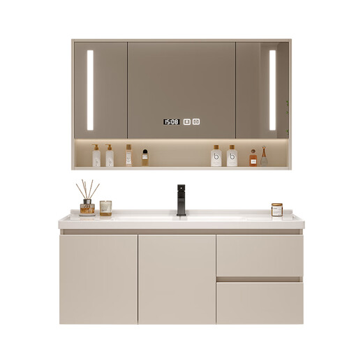 ORODEN 2025 crema Cerámica Integrada Basin Gabinete de baño Combinación de lavabo de lavado de lavado de lavavajillas
