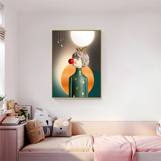 Pintura de decoración de la habitación para niños Little Lulin, pintura colgante de la habitación del niño, linda burbuja pintura de dormitorio femenino inspirador Mural 13785 burbuja sin pintura de tela espejo - 45*60 marco negro