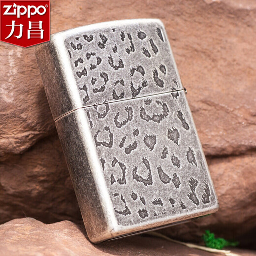 ZIPPO原装正版zippo煤油打火机 美洲豹仿古银古铜 双面蚀刻小豹子韩版 古银色【单机无油】DY9902GY