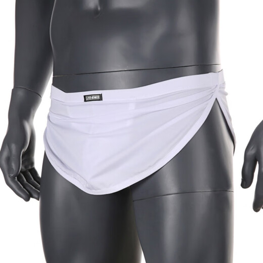 Men's Crotch Thong Ice Silk Fat Bear Large Size Boxer Two-in-One Low Waist T-Back Briefs SDH334 White XXL (85-100kg recommended)